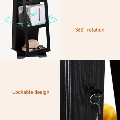 360° Rotating Jewelry Cabinet with Mirror and Wheels